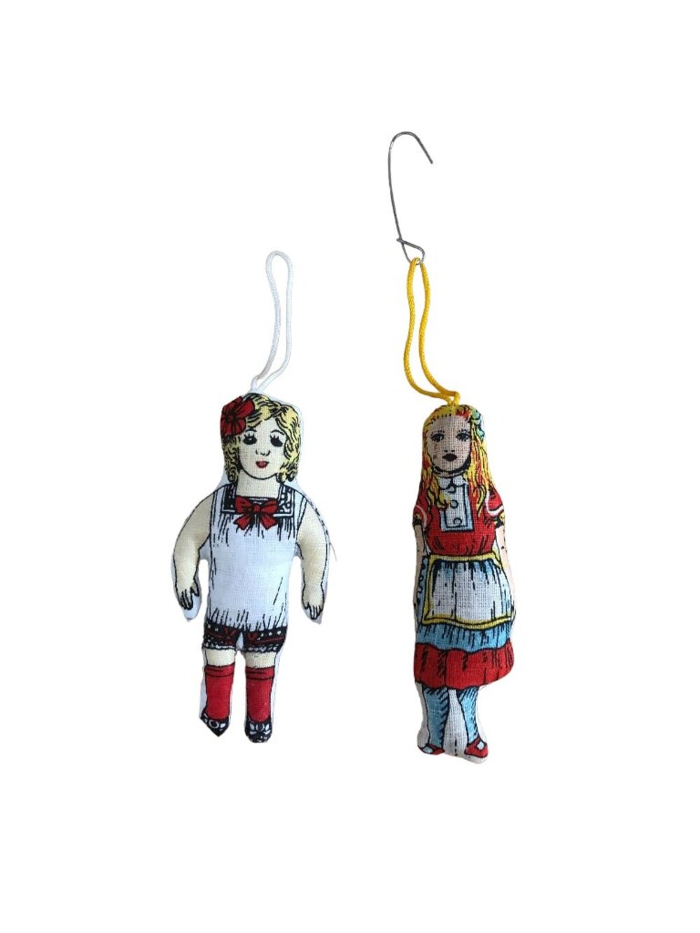 B Shackman Vintage Alice in Wonderland Stuffed Christmas Ornament Dolls 1970s